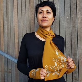 Kowhai Koru Scarf Mustard